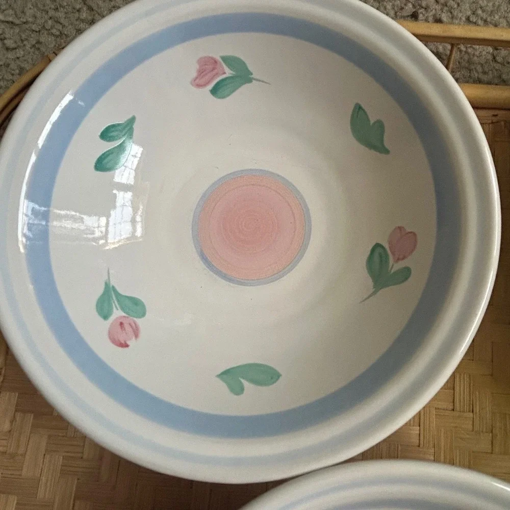 International Tableworks Capri 9123 Cereal Bowls Set of 4 Pink Tulip Stoneware